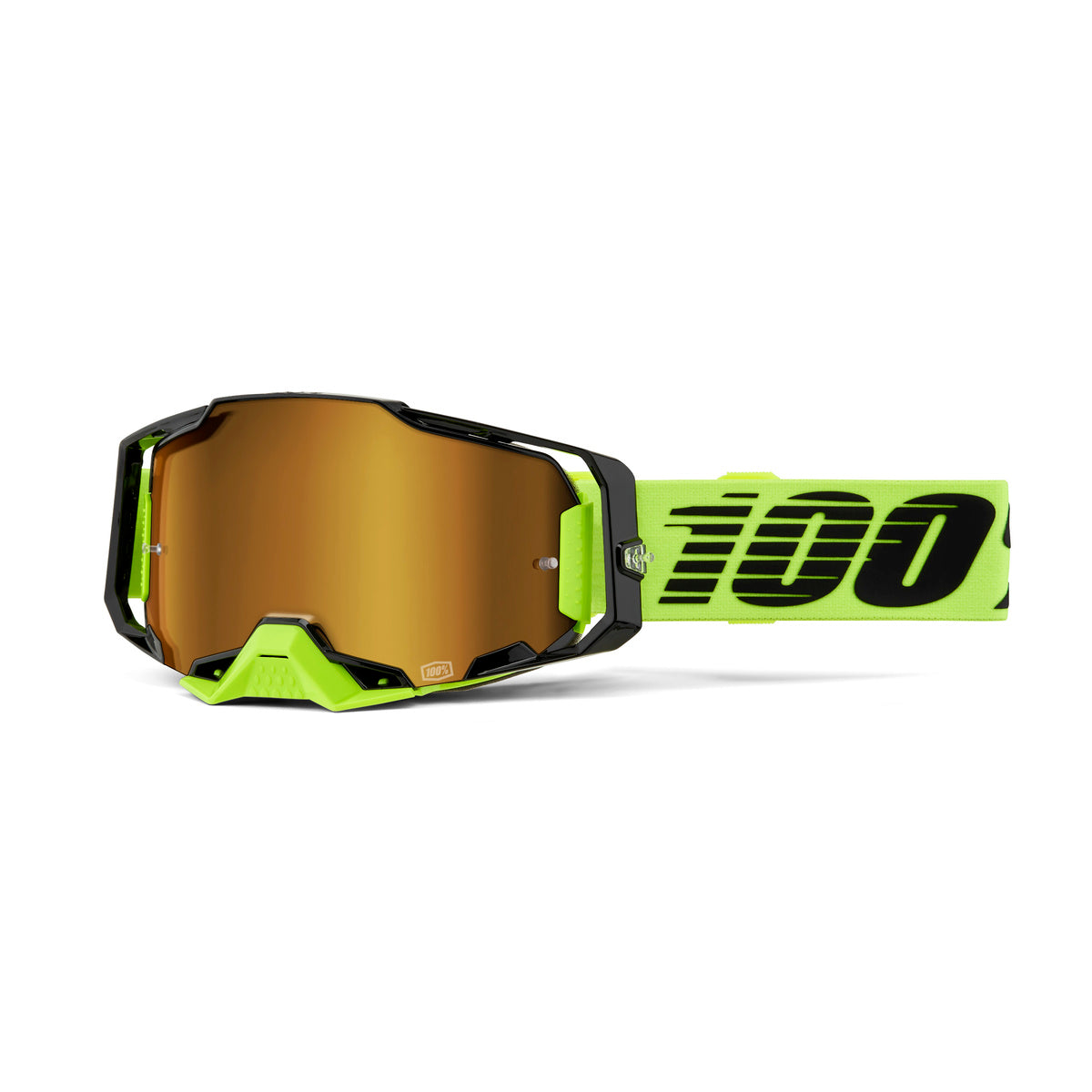 Googles 100% Armega Neon Yellow Lente Espejo Gold